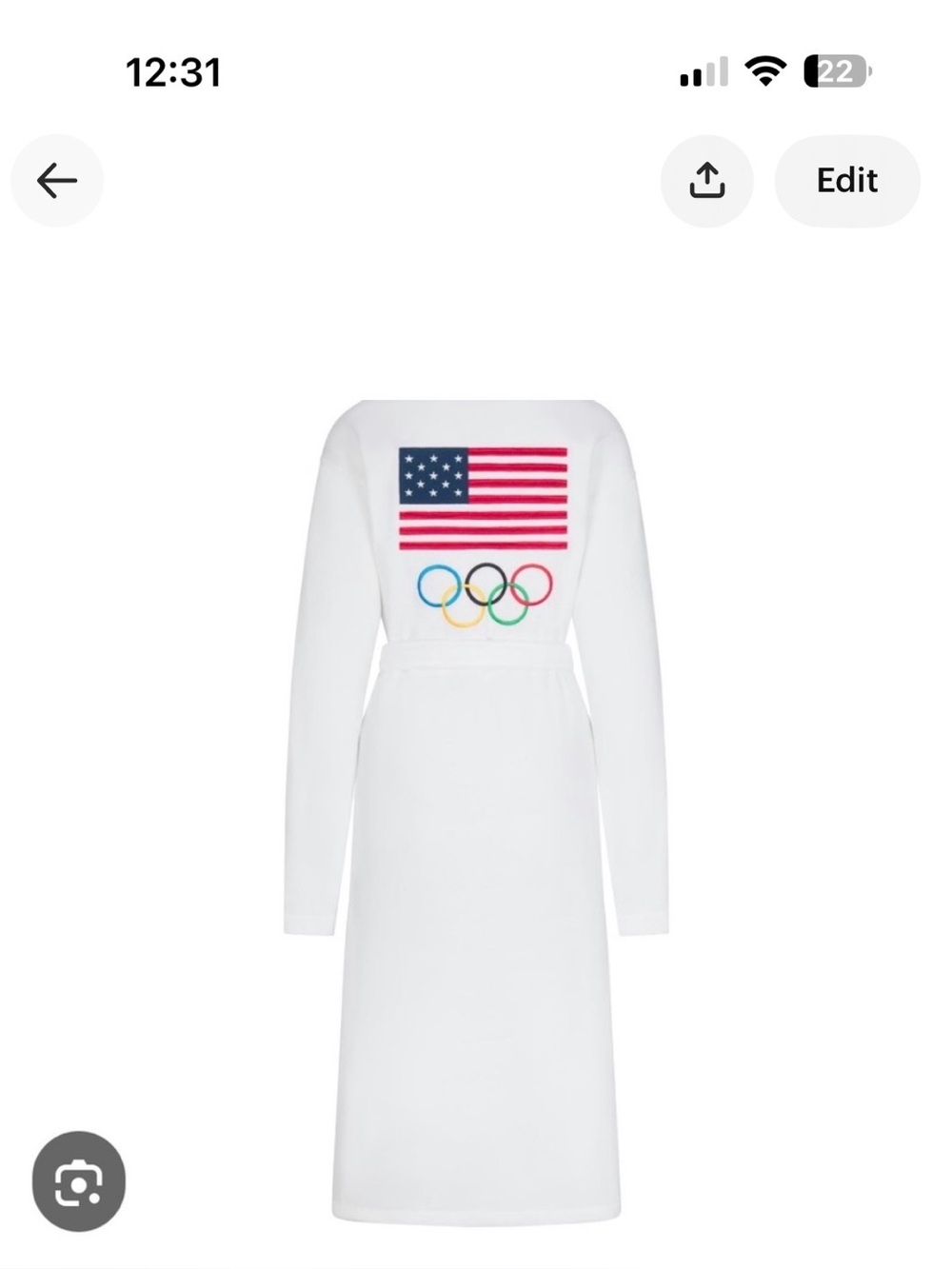 SKIMS Unisex White Team USA 🇺🇸 Size small Terry Robe NWT